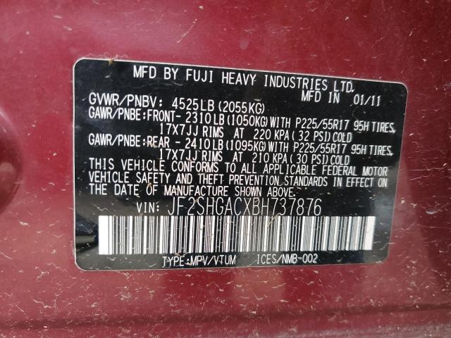 2011 Subaru Forester 2.5X VIN: JF2SHGACXBH737876 Lot: 46295124