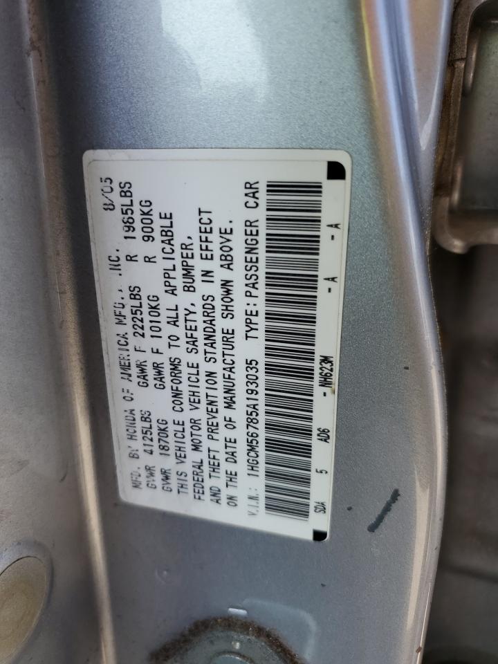 1HGCM56785A193035 2005 Honda Accord Ex