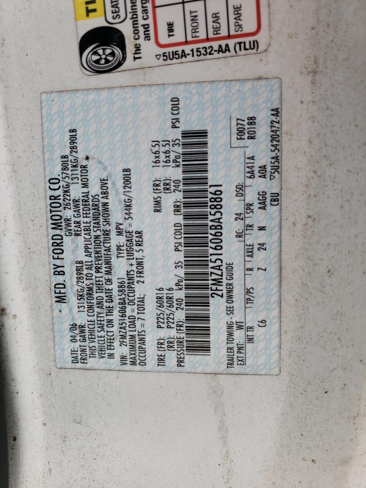 2FMZA51606BA58861 2006 Ford Freestar Se