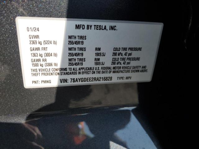 2024 Tesla Model Y VIN: 7SAYGDEE2RA216828 Lot: 43916844