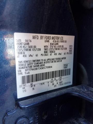 2016 FORD F-250 SUPE 1FT7W2BT3GEC70904