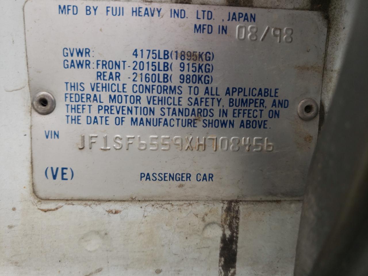 JF1SF6559XH708456 1999 Subaru Forester S