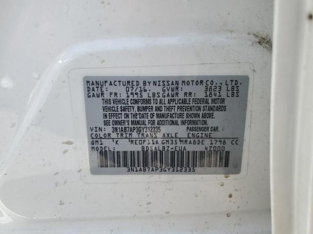 2016 Nissan Sentra S VIN: 3N1AB7AP3GY312335 Lot: 48637674