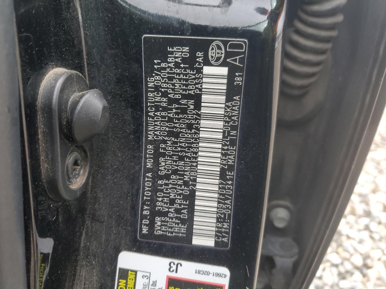 2T1BU4EE8BC673572 2011 Toyota Corolla Base