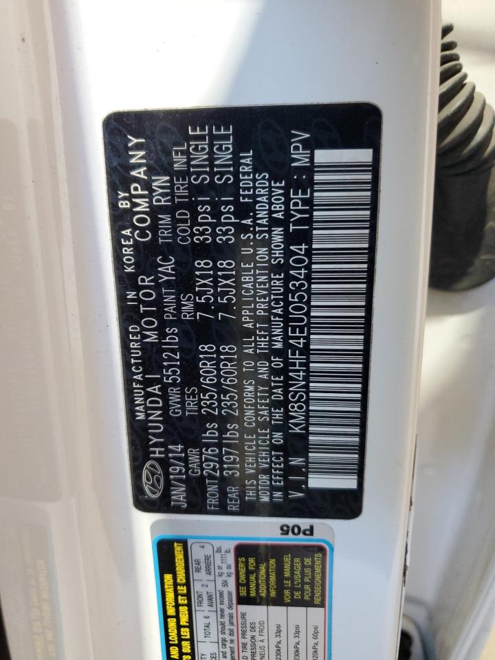 KM8SN4HF4EU053404 2014 Hyundai Santa Fe Gls