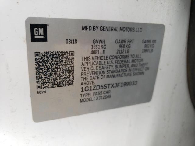 2018 Chevrolet Malibu Lt VIN: 1G1ZD5STXJF199033 Lot: 45908924