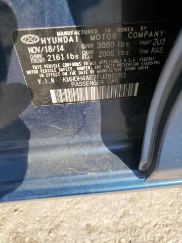 2015 Hyundai Elantra Se VIN: KMHDH4AE7FU389583 Lot: 46998244