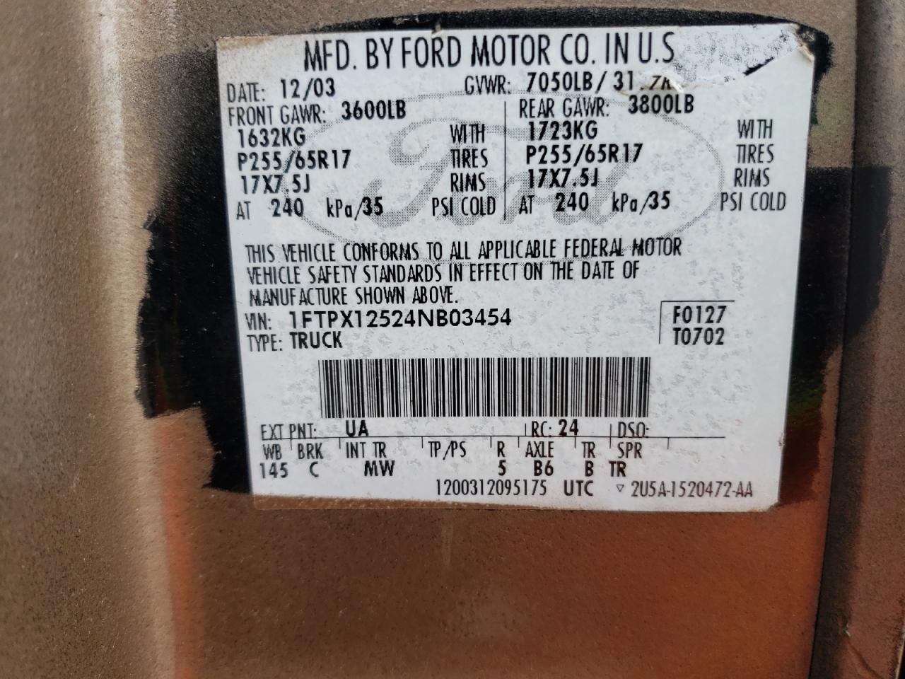 1FTPX145X5FA27619 2005 Ford F150