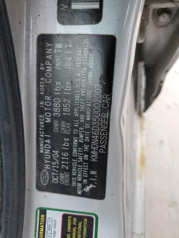 2005 Hyundai Elantra Gls VIN: KMHDN46D35U002003 Lot: 46354044