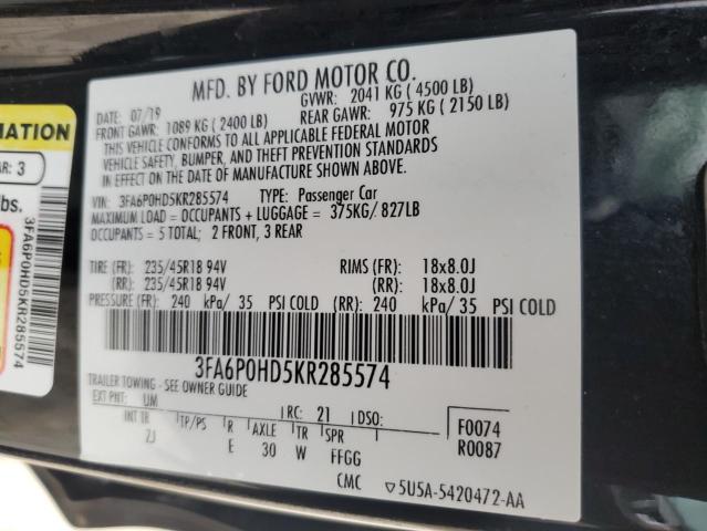 VIN 3FA6P0HD5KR285574 2019 Ford Fusion, SE no.12