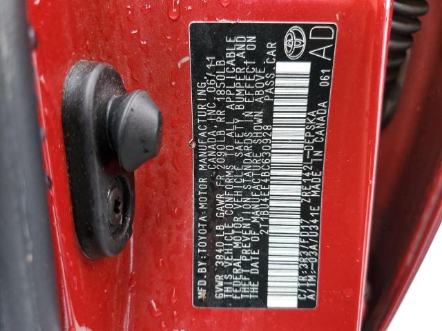 2011 Toyota Corolla Base VIN: 2T1BU4EE4BC630928 Lot: 48417534