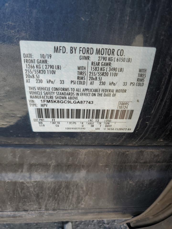 2020 Ford Explorer St vin: 1FM5K8GC9LGA87743