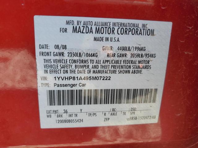 2009 Mazda 6 I VIN: 1YVHP81A495M07222 Lot: 48756964