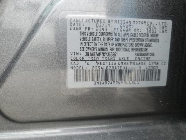 VIN 3N1AB7AP7KY366861 2019 Nissan Sentra, S no.12