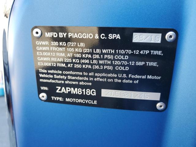 2020 VESPA PRIMAVERA ZAPM818G2L5801245