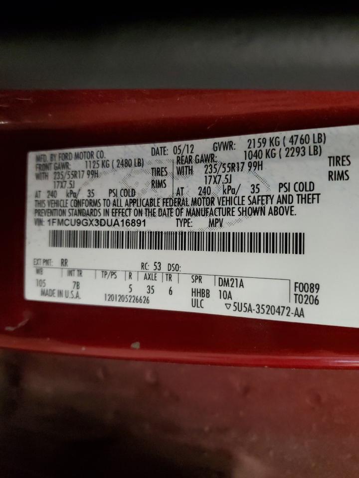 1FMCU9GX3DUA16891 2013 Ford Escape Se