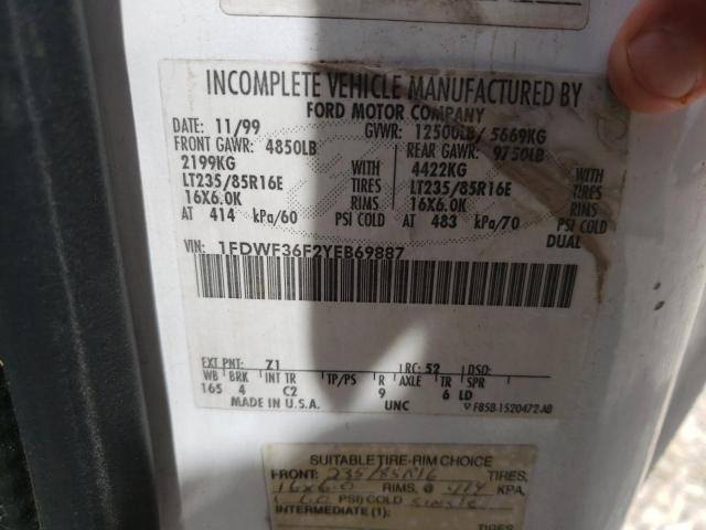 2000 Ford F350 Super Duty VIN: 1FDWF36F2YEB69887 Lot: 48274774