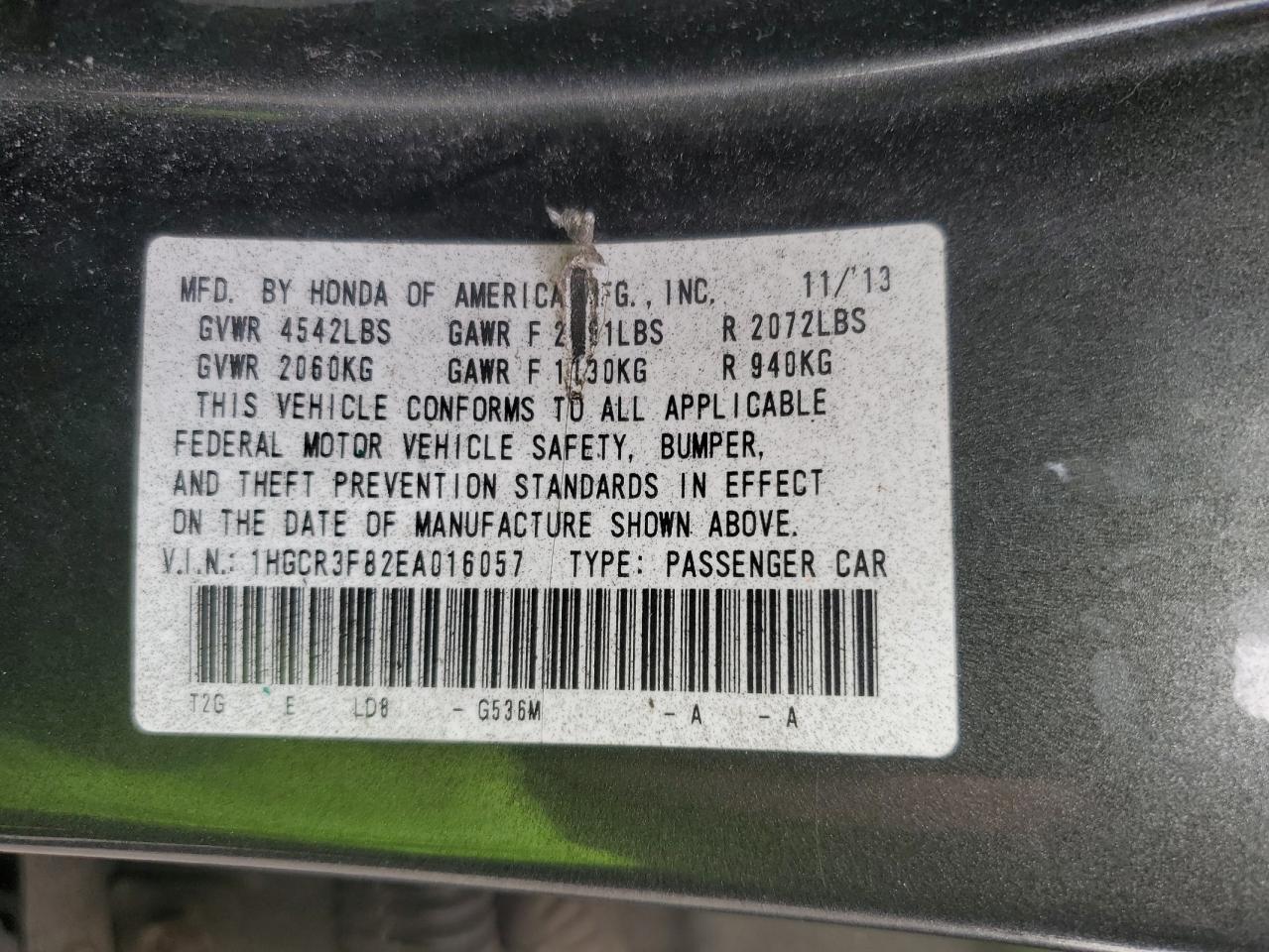 1HGCR3F82EA016057 2014 Honda Accord Exl