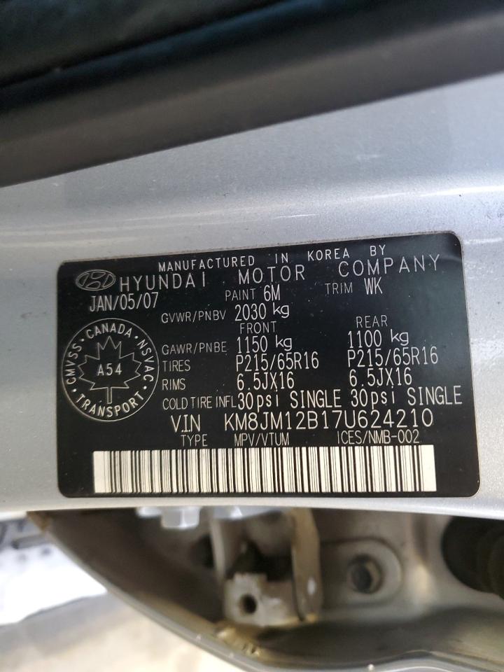 KM8JM12B17U624210 2007 Hyundai Tucson Gls