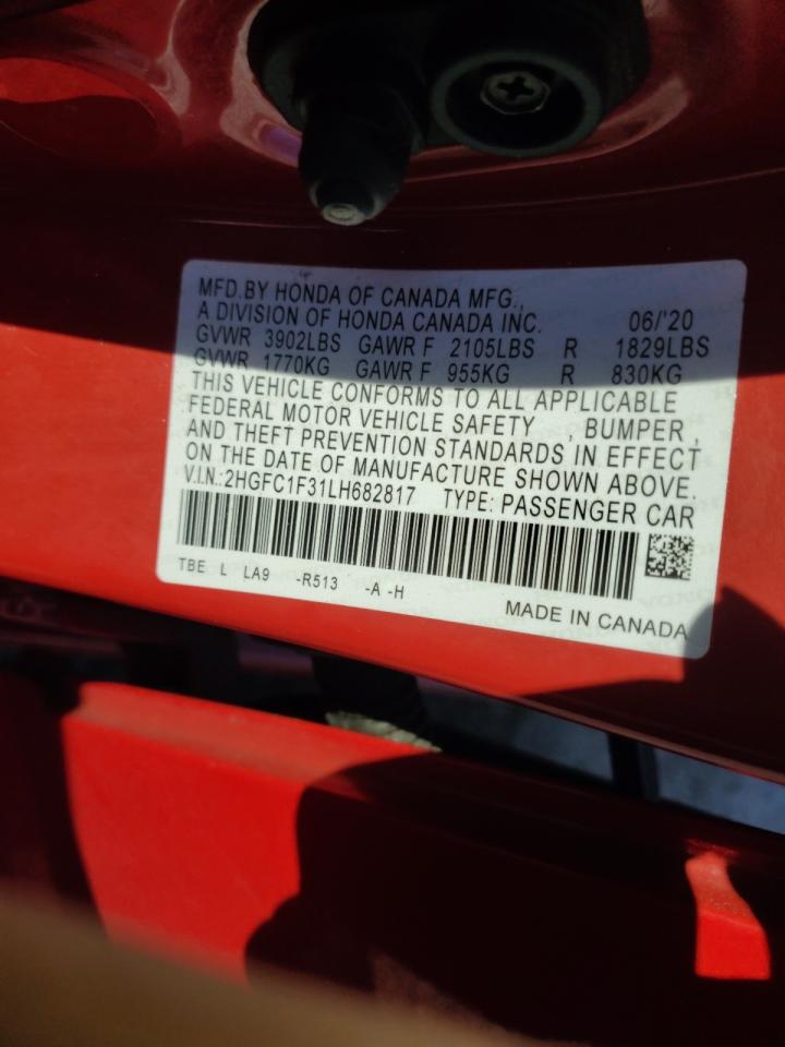 2HGFC1F31LH682817 2020 Honda Civic Ex