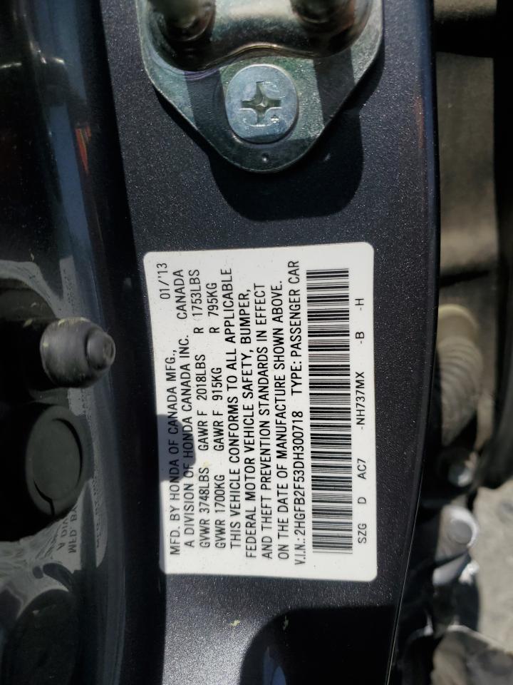 2HGFB2F53DH300718 2013 Honda Civic Lx