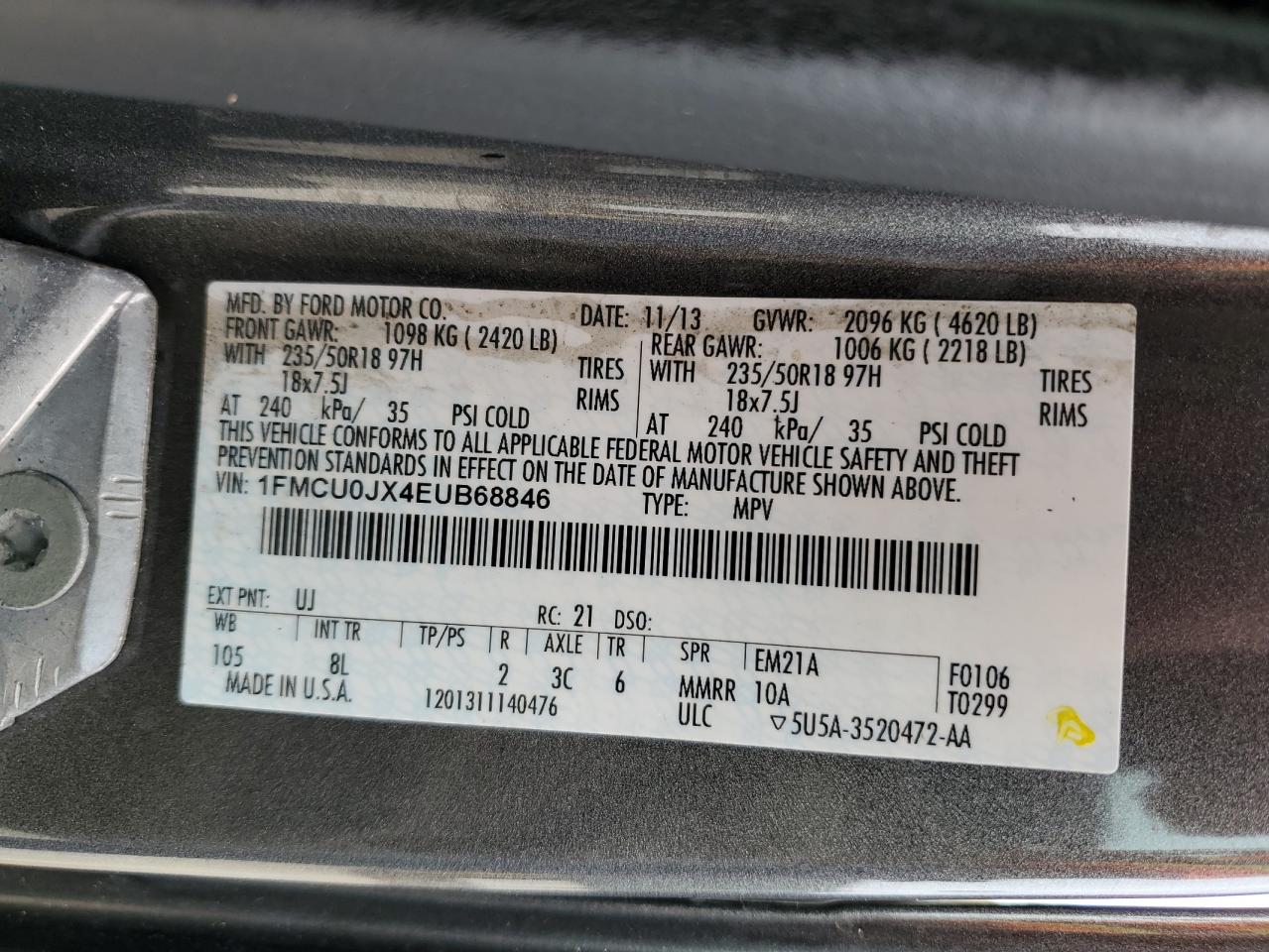 1FMCU0JX4EUB68846 2014 Ford Escape Titanium