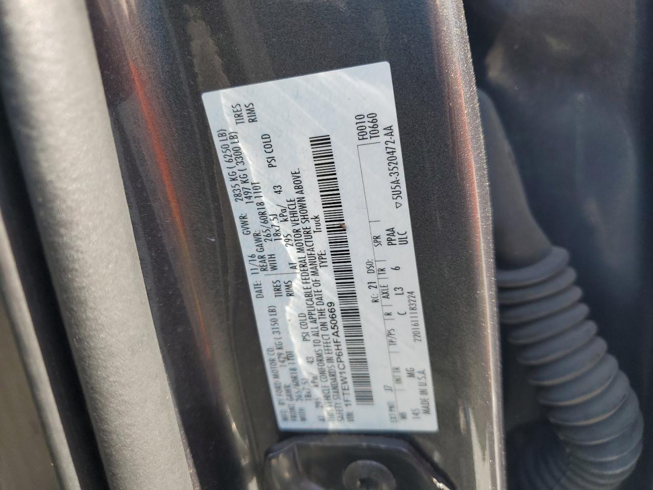 1FTEW1CP6HFA50669 2017 Ford F150 Supercrew