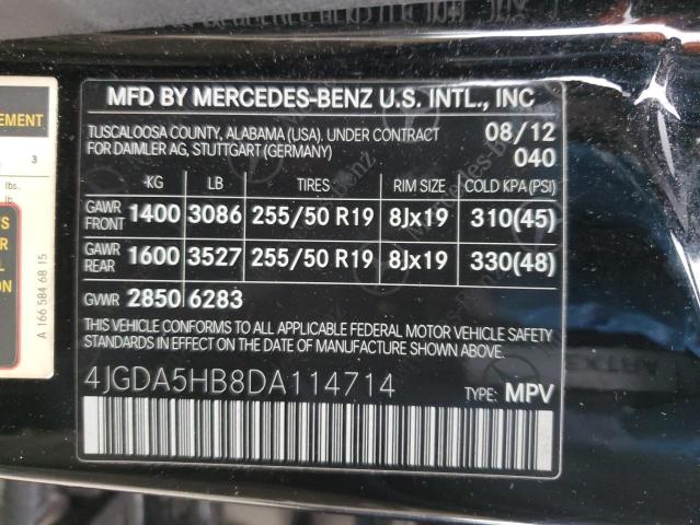 VIN 4JGDA5HB8DA114714 2013 Mercedes-Benz ML-Class, ... no.13