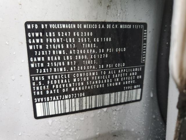 2018 VOLKSWAGEN TIGUAN S - 3VV1B7AX7JM072106