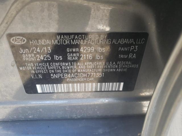 2013 Hyundai Sonata Gls VIN: 5NPEB4AC1DH771351 Lot: 46457204