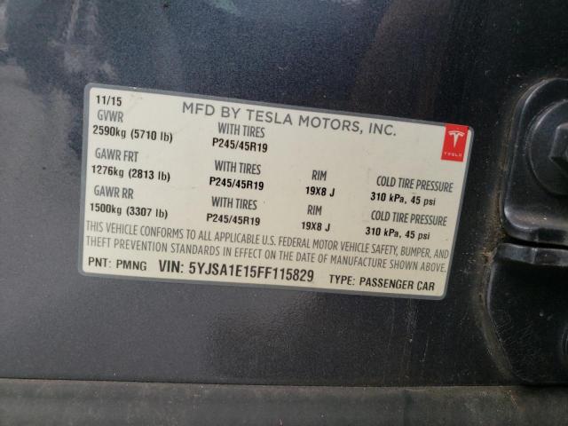 Lot #2501439070 2015 TESLA MODEL S salvage car