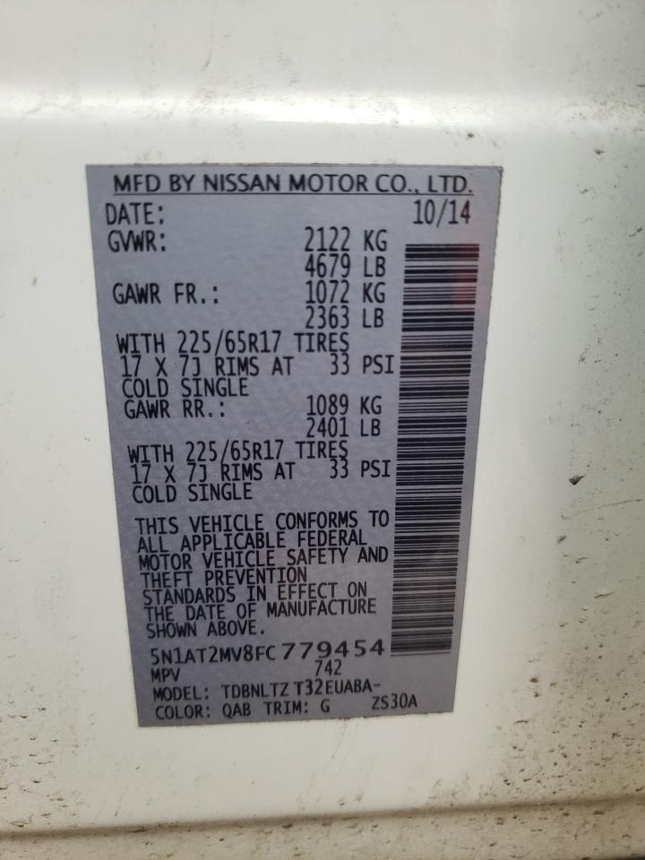 5N1AT2MV8FC779454 2015 Nissan Rogue S