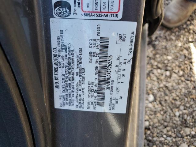 3FAHP0JAXCR262706 2012 Ford Fusion Sel