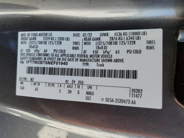 2022 FORD F250 SUPER - 1FT7W2BT6NEF01940