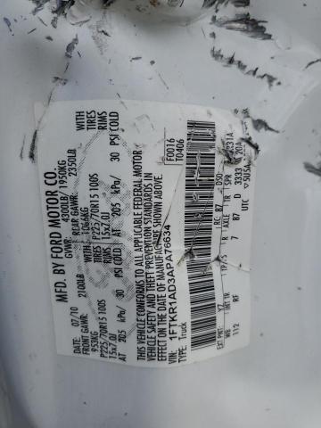 2010 Ford Ranger VIN: 1FTKR1AD3APA76634 Lot: 46684234