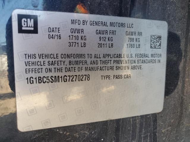 2016 CHEVROLET CRUZE LS - 1G1BC5SM1G7270278