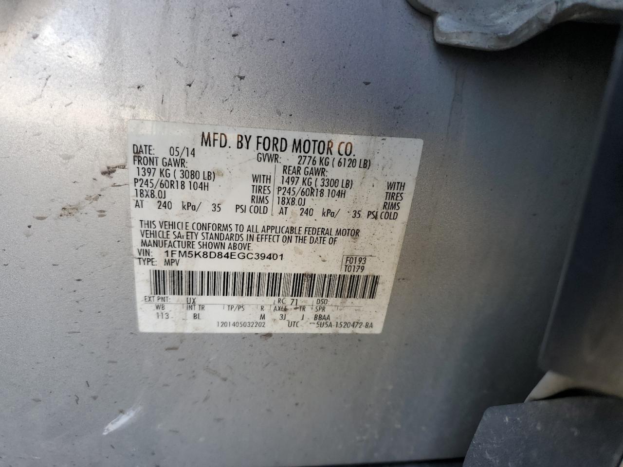 1FM5K8D84EGC39401 2014 Ford Explorer Xlt