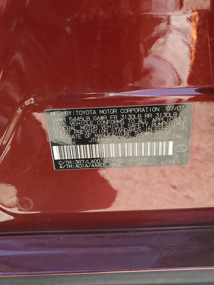 JTHBL46FX75048121 2007 Lexus Ls 460