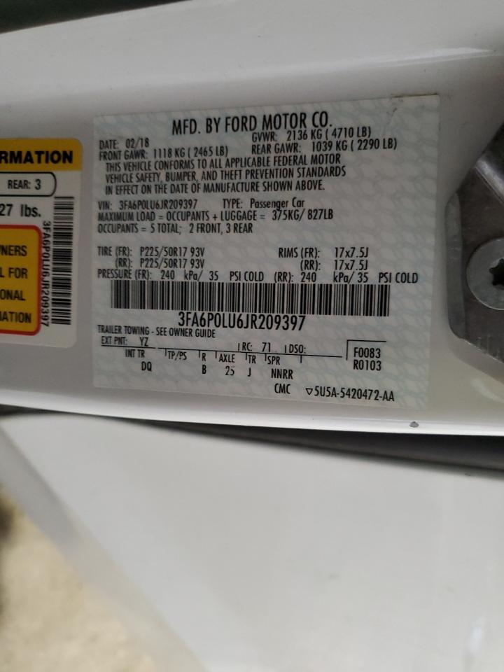 3fa6p0lu6jr209397 3FA6P0LU6JR209397 2018 Ford Fusion Se Hybrid