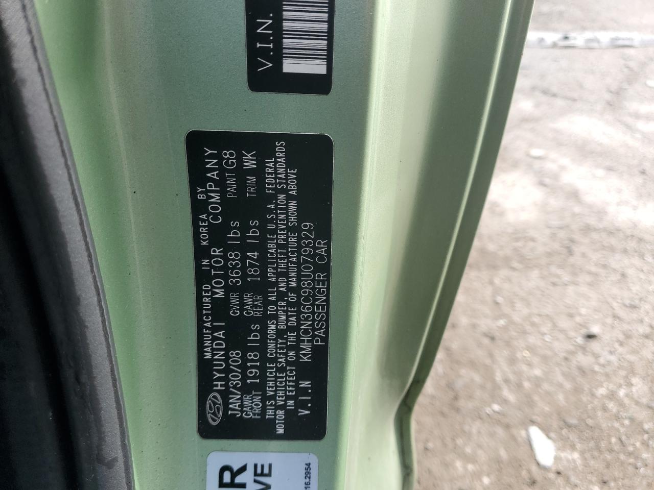 KMHCN36C98U079329 2008 Hyundai Accent Se