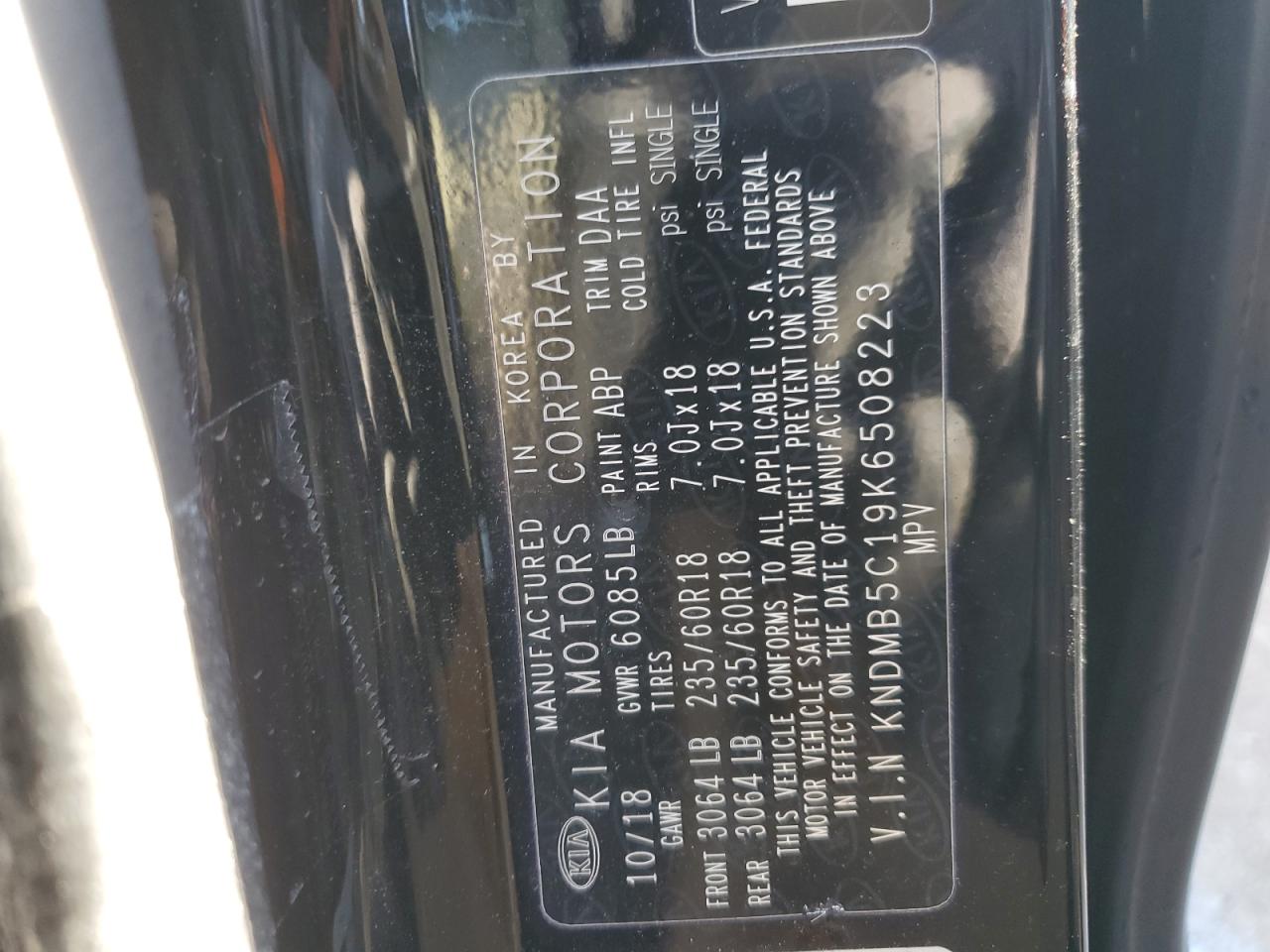 KNDMB5C19K6508223 2019 Kia Sedona Lx