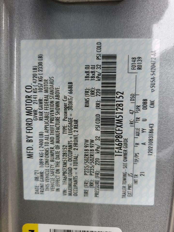 1FA6P8CFXM5128152 2021 Ford Mustang Gt