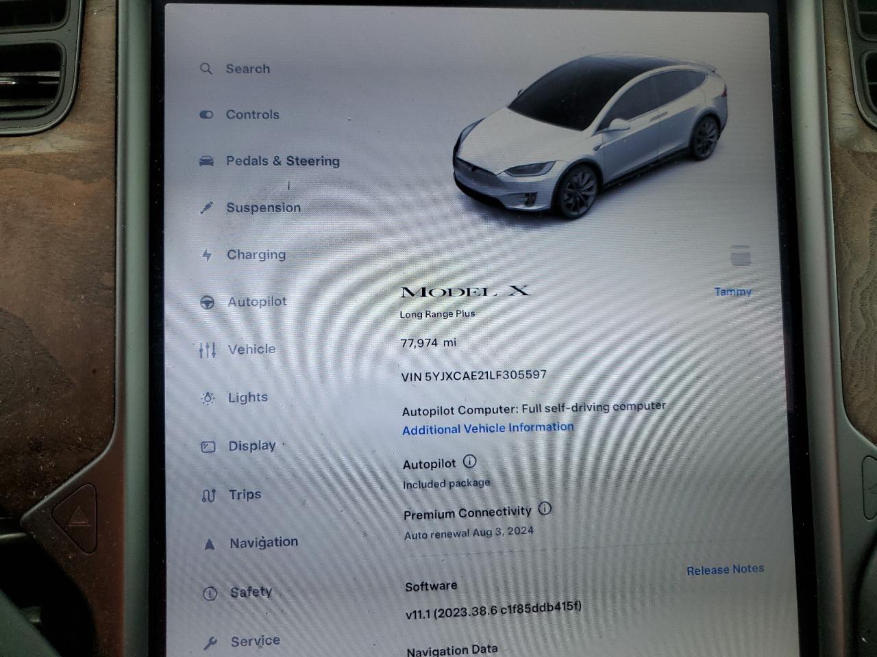 5YJXCAE21LF305597 2020 Tesla Model X