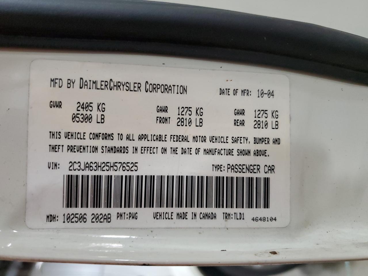 2C3JA63H25H576525 2005 Chrysler 300C