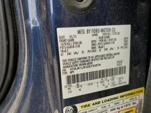 2013 Ford Expedition El Xlt VIN: 1FMJK1J51DEF53579 Lot: 48917814