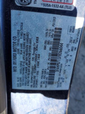 2007 Ford Fusion Se VIN: 3FAHP07137R266044 Lot: 47098174