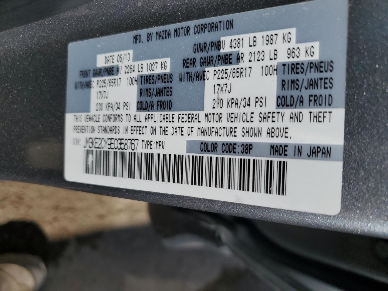 JM3KE2CY9E0358767 2014 Mazda Cx-5 Touring