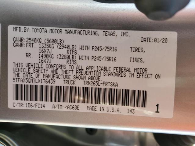 2020 TOYOTA TACOMA DOUBLE CAB 5TFAX5GN7LX176439