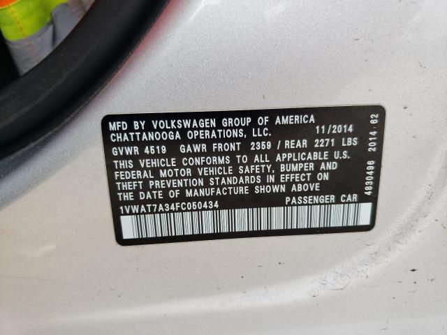 2015 VOLKSWAGEN PASSAT S - 1VWAT7A34FC050434
