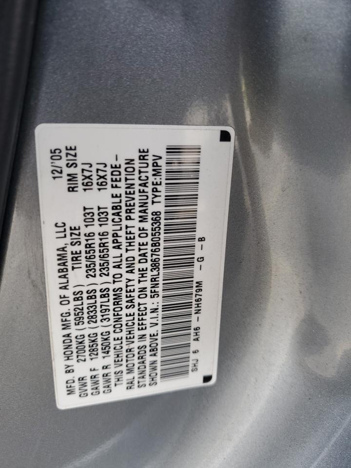 5FNRL38676B055368 2006 Honda Odyssey Exl